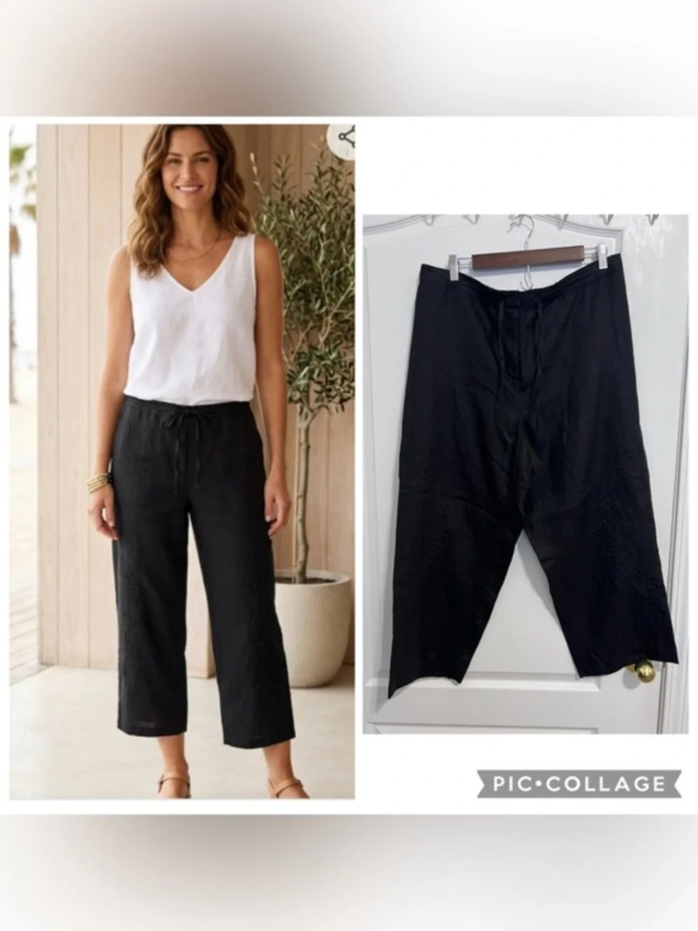 Lane Bryant Black Cropped Drawstring Pants size 14/16